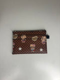 HK dark brown print