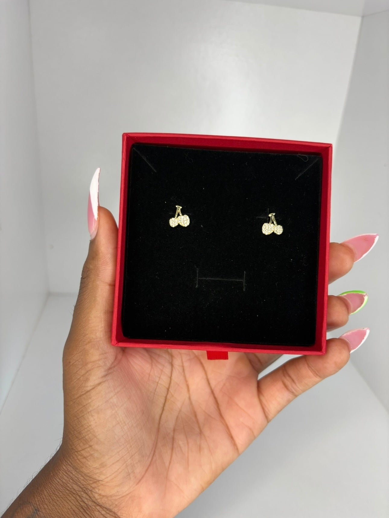 Diamond cherry earrings
